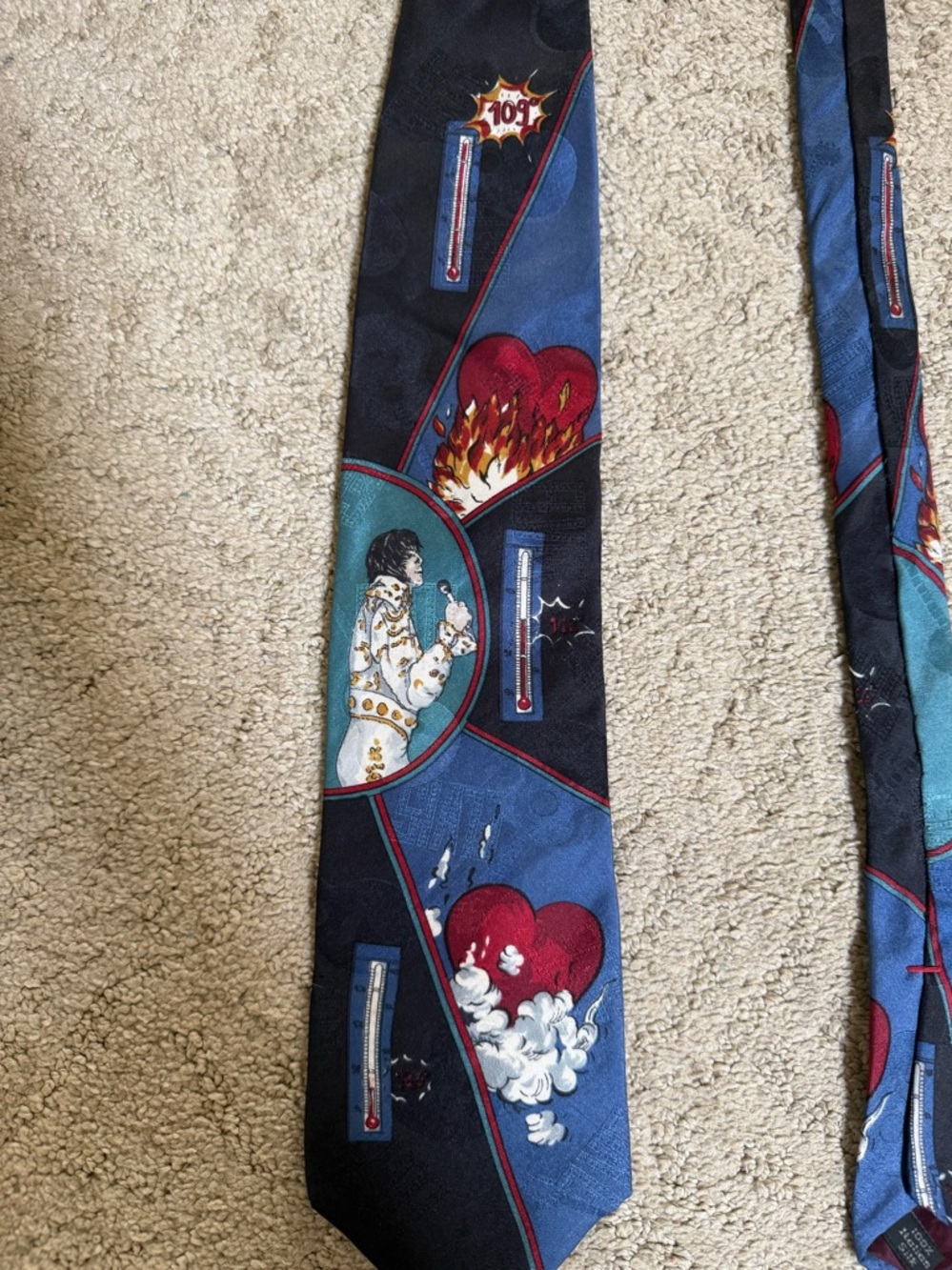 🦅Novelty Pop Art Heart & Elvis Silk Tie - Navy, Black, Red